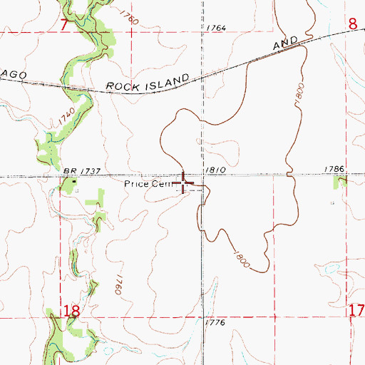 Topographic Map of Price Cemetery, KS