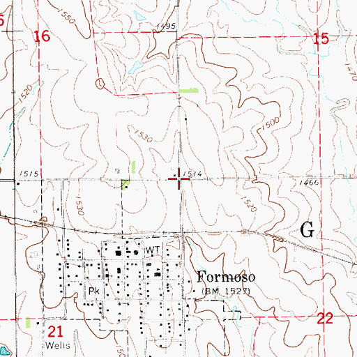 Topographic Map of Township of Grant, KS