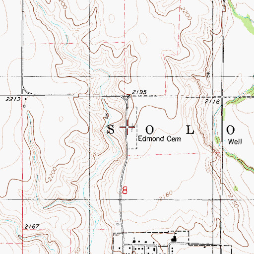 Topographic Map of Edmond Cemetery, KS