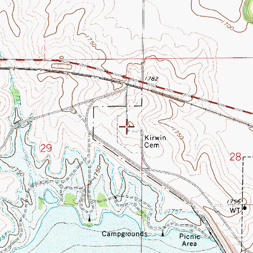 Topographic Map of Kirin Cemetery, KS