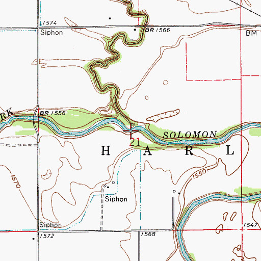 Topographic Map of Dry Creek, KS