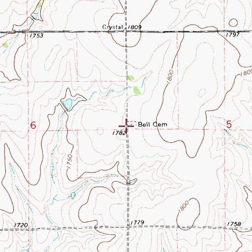 Topographic Map of Bell Cemetery, KS