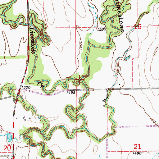 Topographic Map of Ash Creek, KS