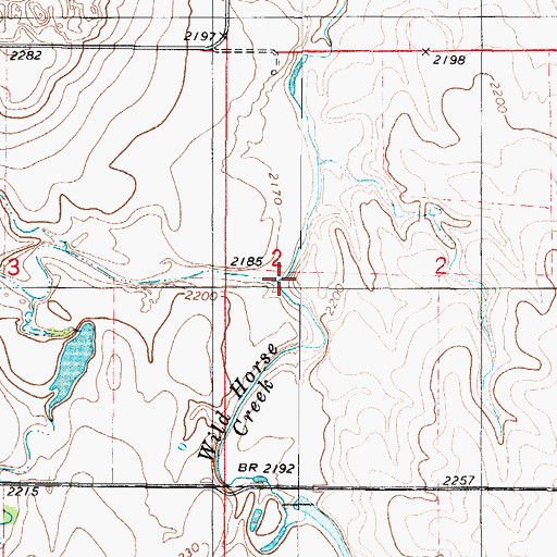 Topographic Map of West Branch Wild Horse Creek, KS