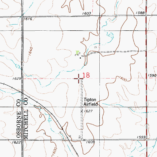 Topographic Map of Tipton Airfield (historical), KS