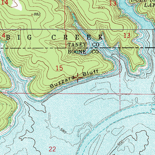 Topographic Map of Buzzard Bluff, AR