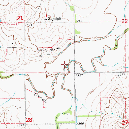 Topographic Map of Battle Creek, KS