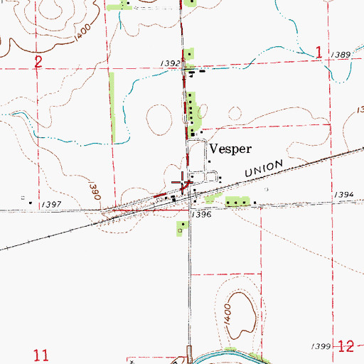Topographic Map of Vesper, KS