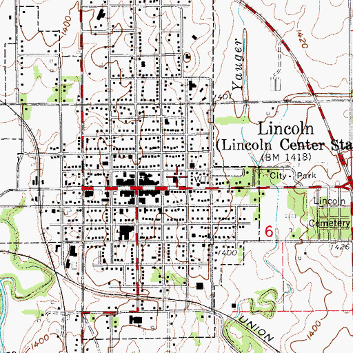 Topographic Map of Lincoln, KS