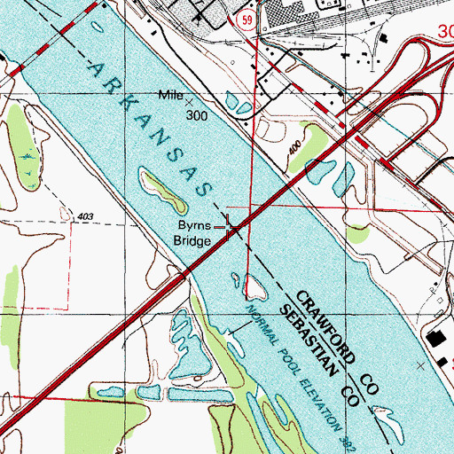 Topographic Map of Byrns Bridge, AR