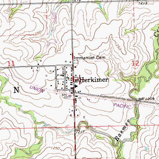 Topographic Map of Herkimer, KS