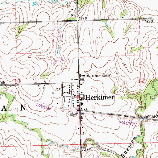 Topographic Map of Immanuel Cemetery, KS