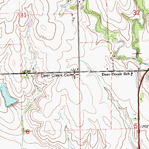Topographic Map of Deer Creek Cemetery, KS