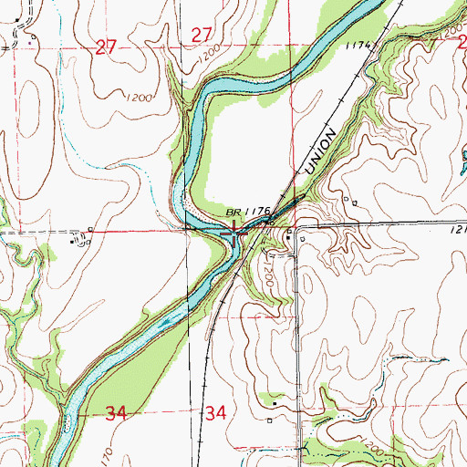 Topographic Map of Bommer Creek, KS