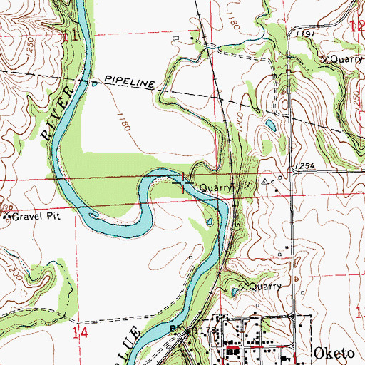 Topographic Map of North Elm Creek, KS