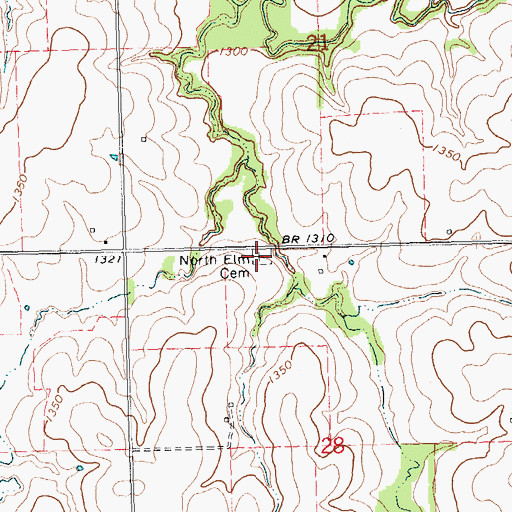 Topographic Map of North Elm Cemetery, KS
