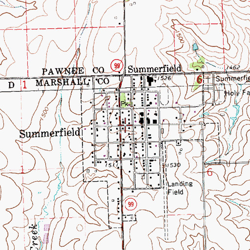 Topographic Map of Summerfield, KS