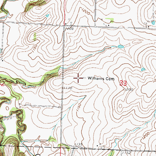Topographic Map of Williams Cemetery, KS