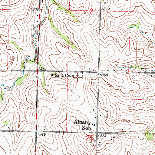 Topographic Map of Albany Cemetery, KS