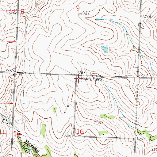 Topographic Map of Isley Cemetery, KS