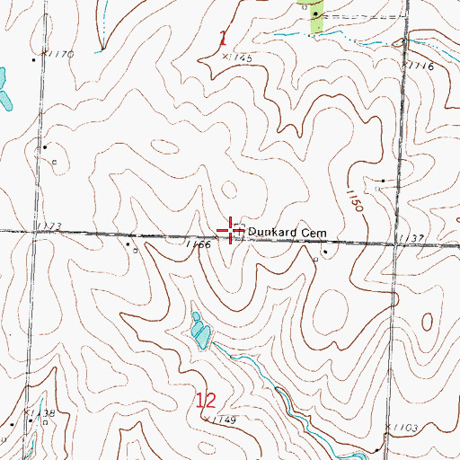 Topographic Map of Dunkard Cemetery, KS