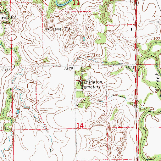 Topographic Map of Washington Cemetery, KS