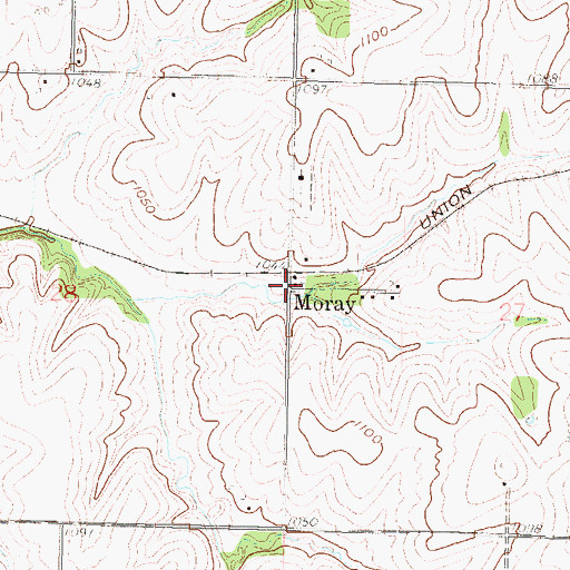 Topographic Map of Moray, KS