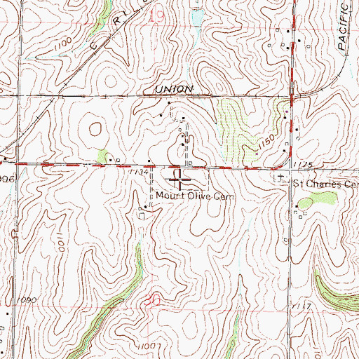 Topographic Map of Mount Olive Cemetery, KS