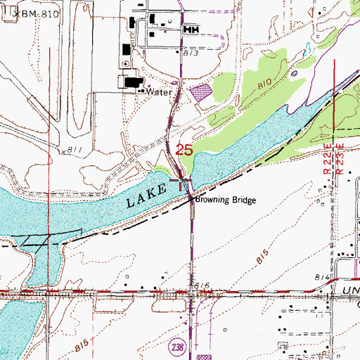 Topographic Map of Browning Bridge, MO