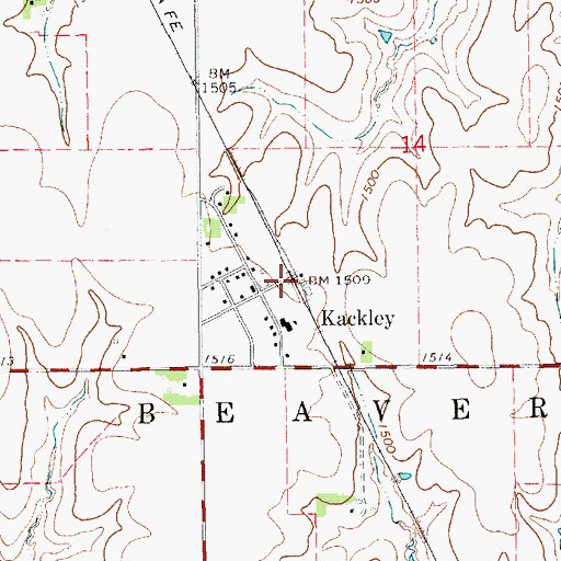 Topographic Map of Kackley, KS