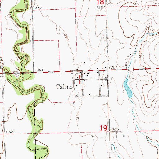 Topographic Map of Talmo, KS