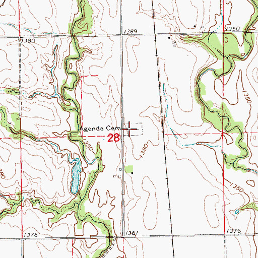 Topographic Map of Agenda Cemetery, KS