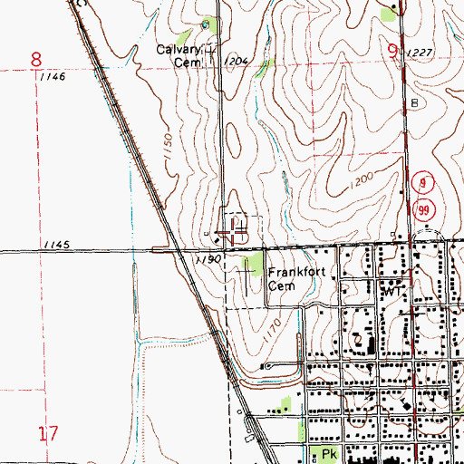Topographic Map of Frankfort Cemetery, KS