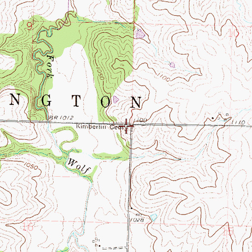 Topographic Map of Kimberlin Cemetery, KS