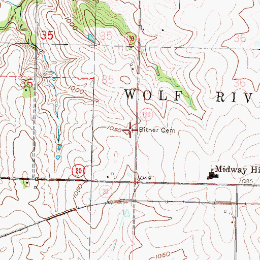 Topographic Map of Bitner Cemetery, KS