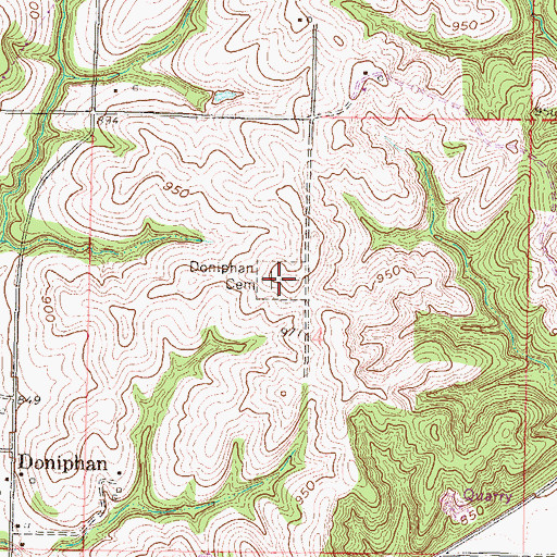 Topographic Map of Doniphan Cemetery, KS