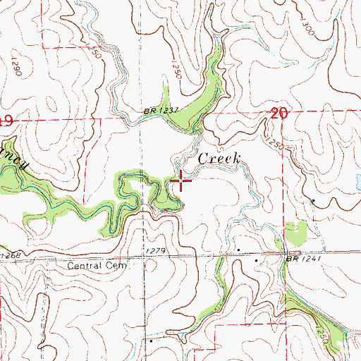 Topographic Map of Carter Creek, KS