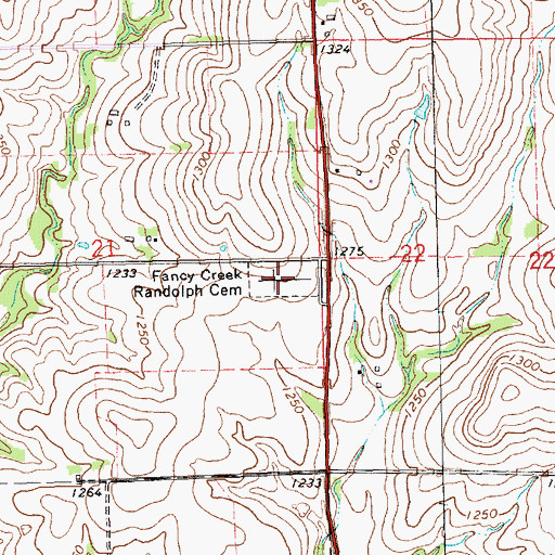 Topographic Map of Fancy Creek Randolph Cemetery, KS