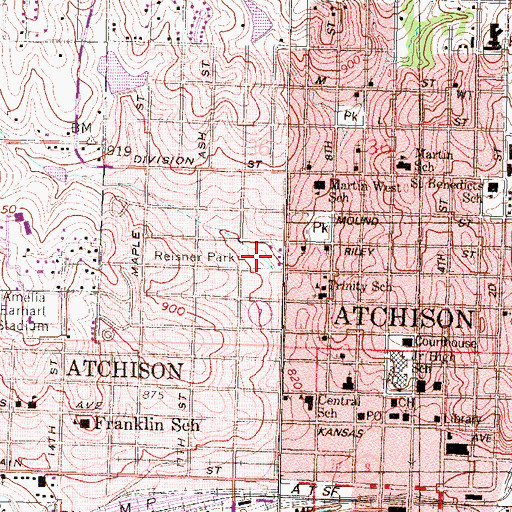 Topographic Map of Reisner Park, KS