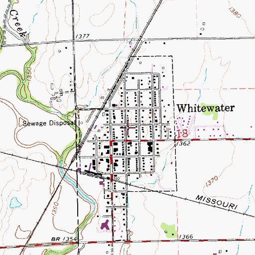 Topographic Map of Whitewater, KS