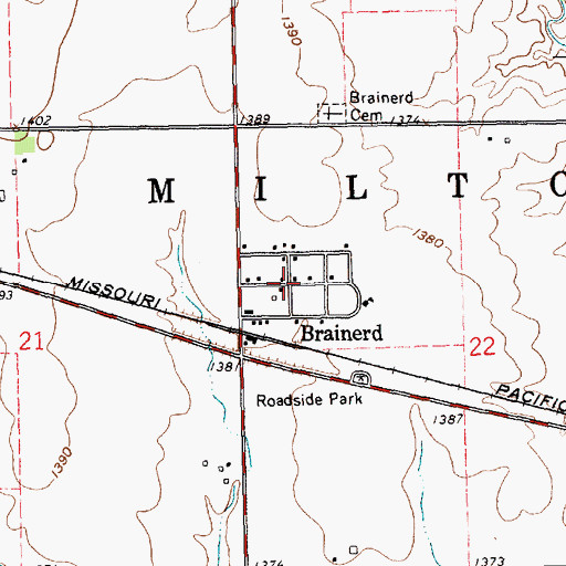 Topographic Map of Brainerd, KS