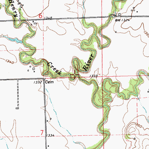 Topographic Map of Henry Creek, KS