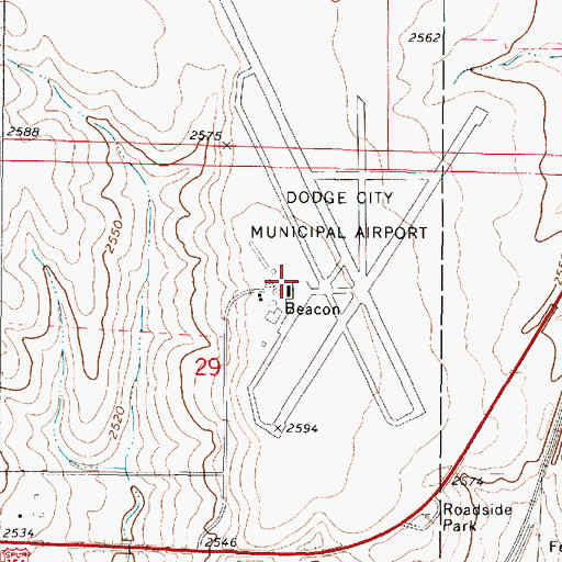 Topographic Map of Dodge City Regional Airport, KS