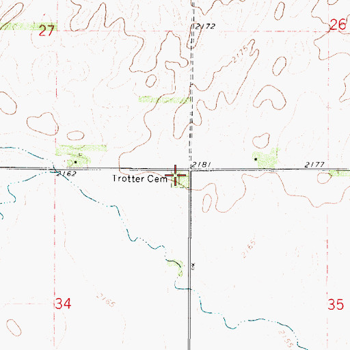 Topographic Map of Trotter Cemetery, KS