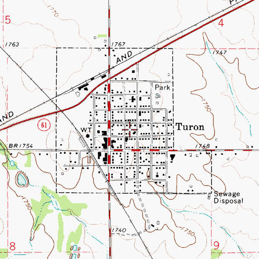 Topographic Map of Turon, KS