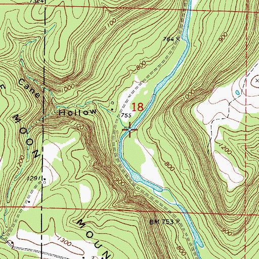Topographic Map of Cane Hollow, AR