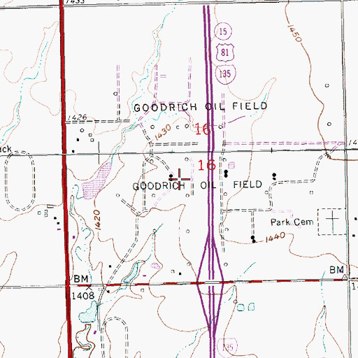 Topographic Map of Goodrich Oil Field, KS