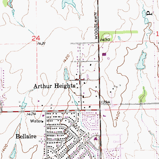 Topographic Map of Arthur Heights, KS