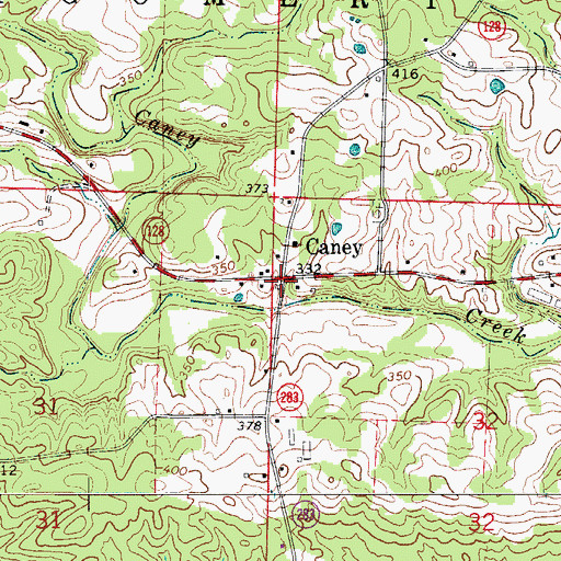 Topographic Map of Caney, AR