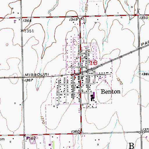 Topographic Map of Benton, KS